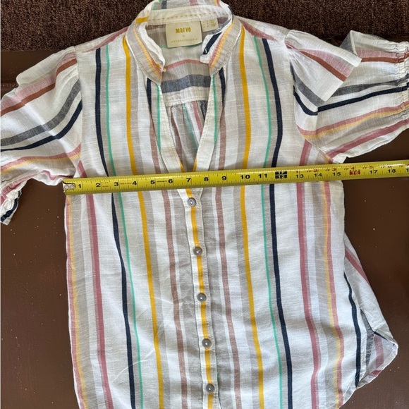 Anthropologie Maeve Multicolor Alisa Striped Button down - Women’s 0 - Picture 4 of 5